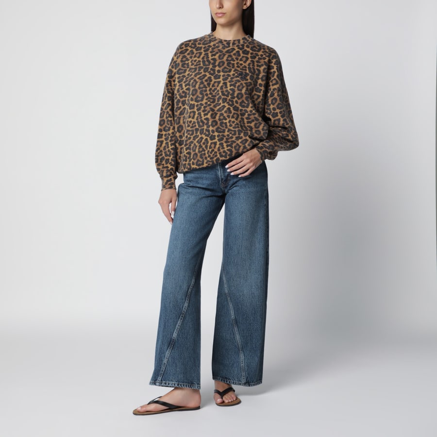 Anine Bing Felpa Miles con stampa leopardata, view 2