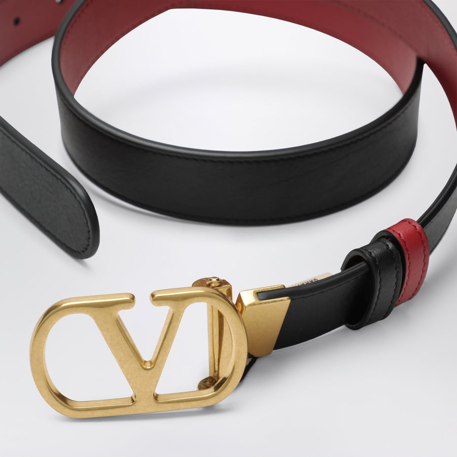 Valentino Garavani Cintura reversibile VLogo Signature in Vitello lucido Nero / Rosso, view 4