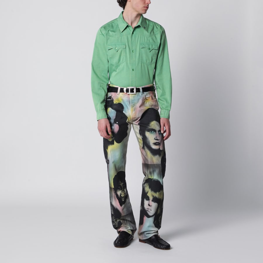 Versace Camicia in cotone verde, view 2