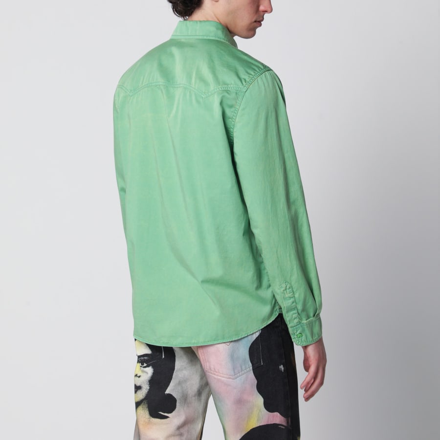Versace Camicia in cotone verde, view 3