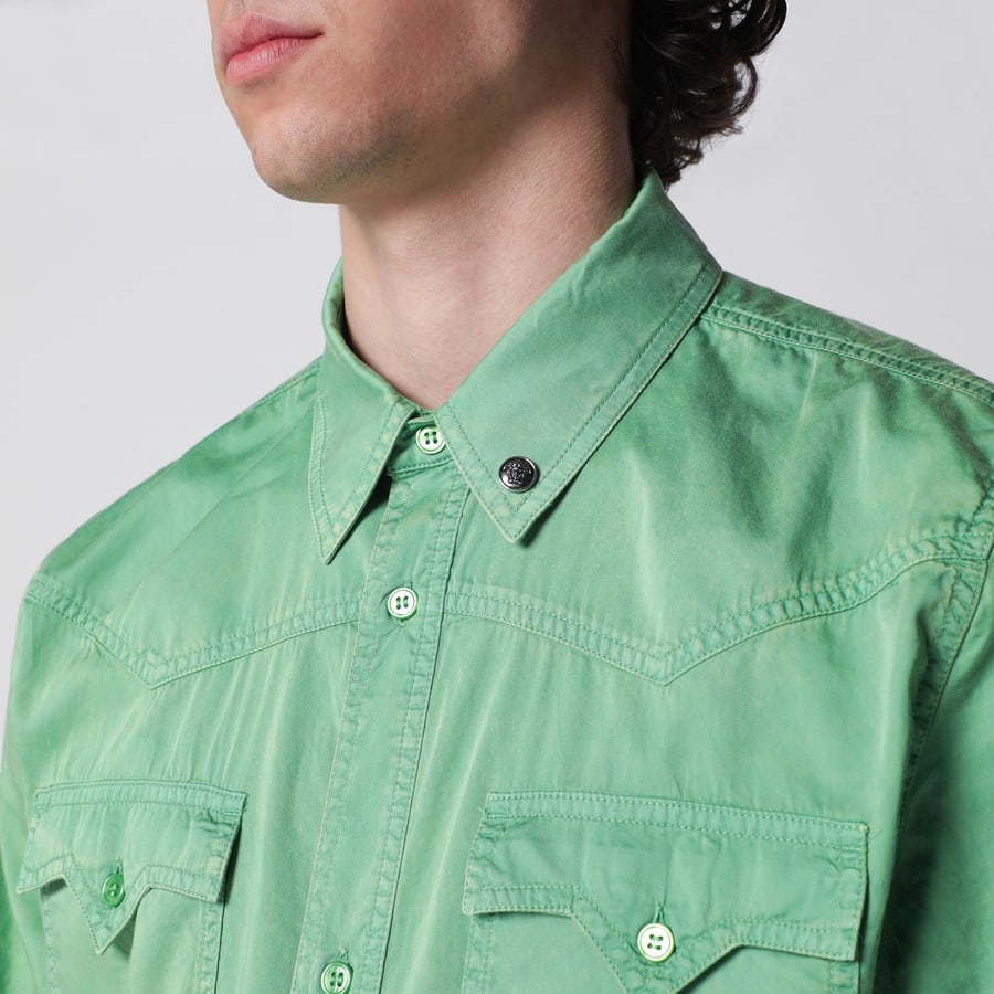 Versace Camicia in cotone verde, view 4