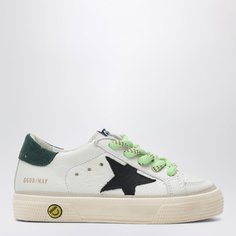 Golden Goose Sneakers May in pelle bianca/nera/verde