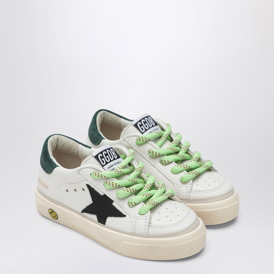 Golden Goose Sneakers May in pelle bianca/nera/verde, view 2