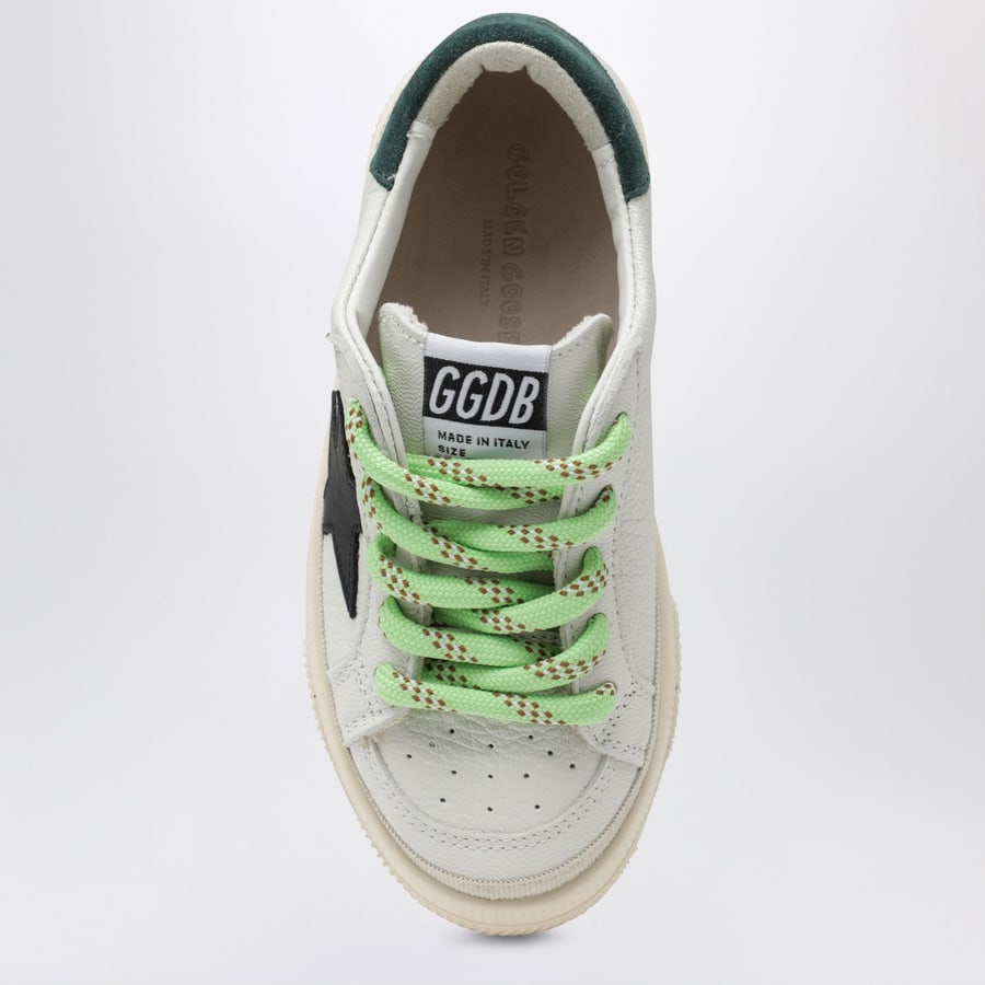 Golden Goose Sneakers May in pelle bianca/nera/verde, view 3