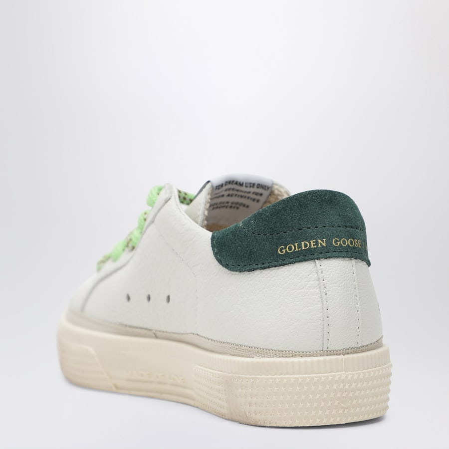 Golden Goose Sneakers May in pelle bianca/nera/verde, view 4