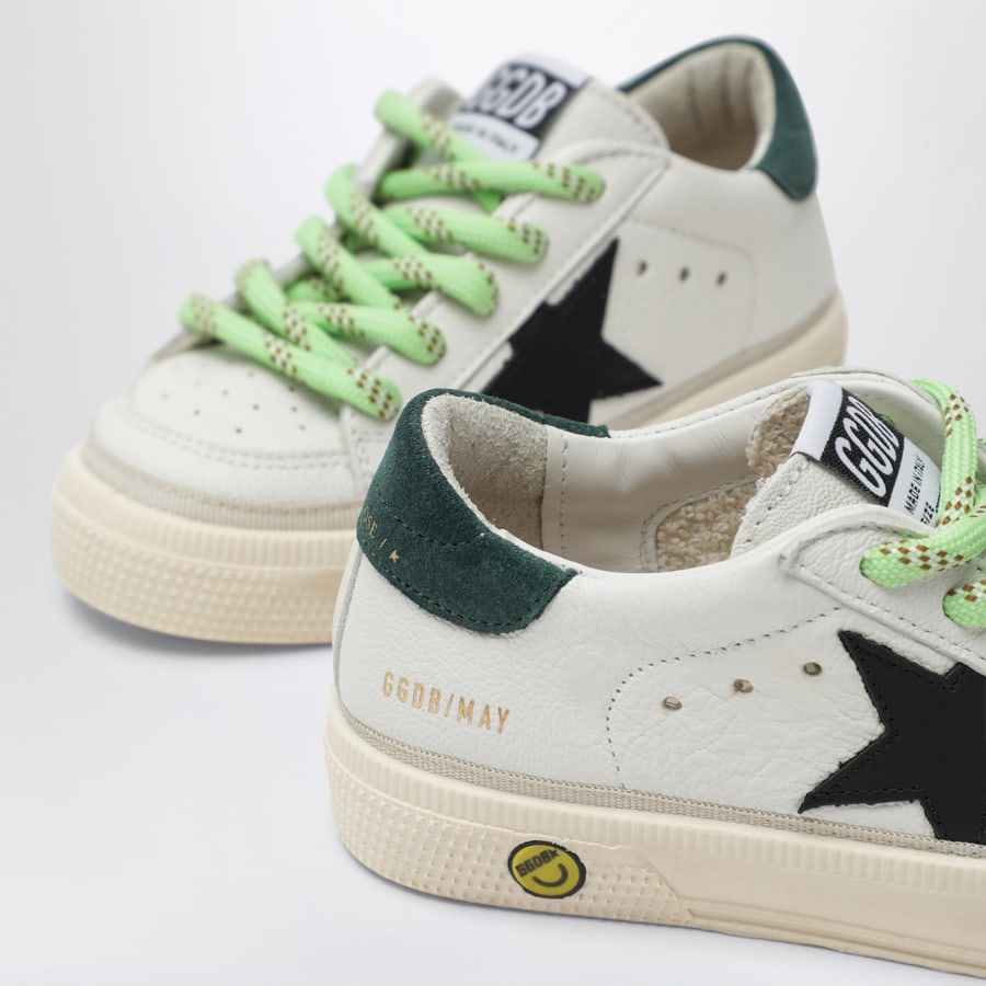 Golden Goose Sneakers May in pelle bianca/nera/verde, view 5
