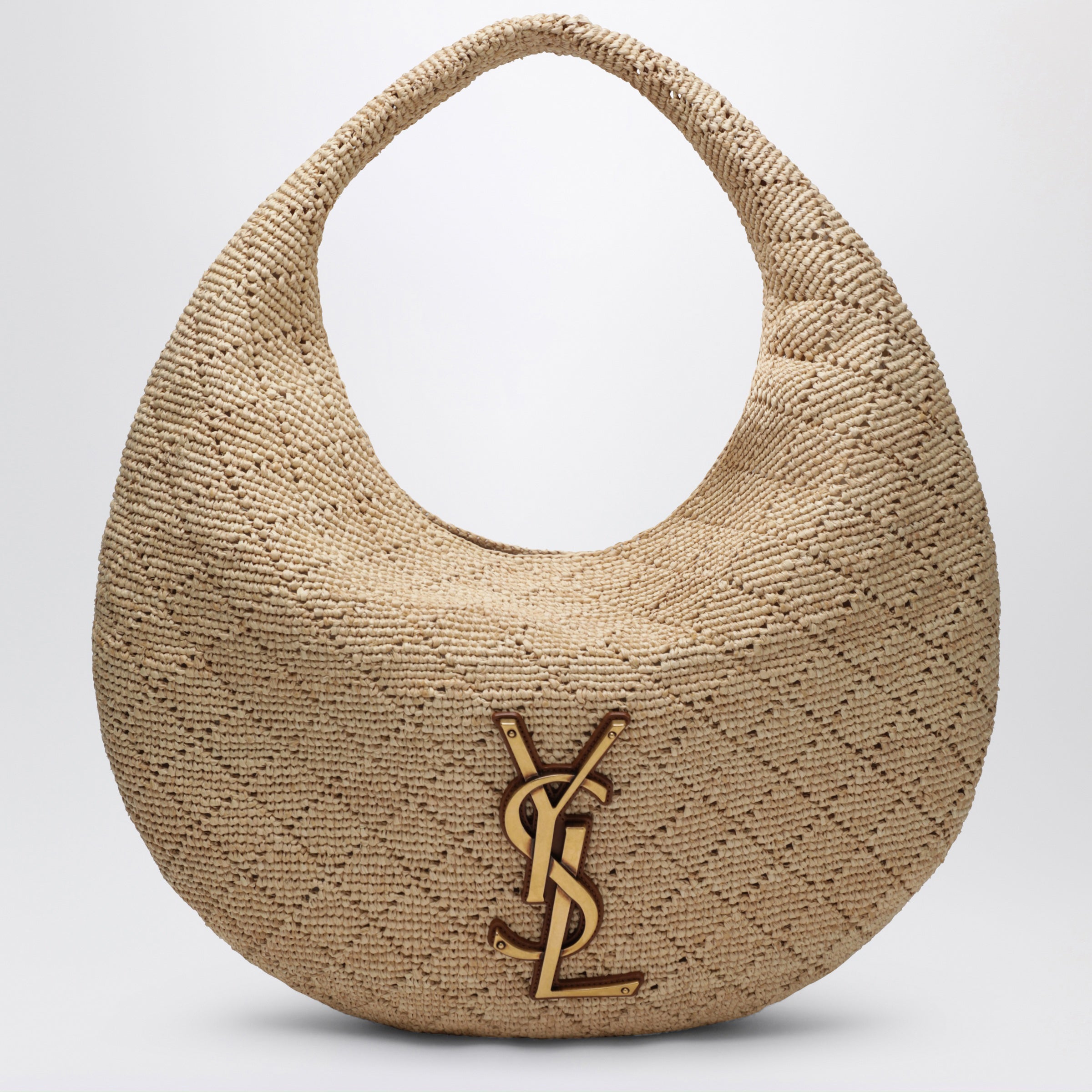 Saint Laurent Borsa hobo Icare in rafia Pale Brown/Brick