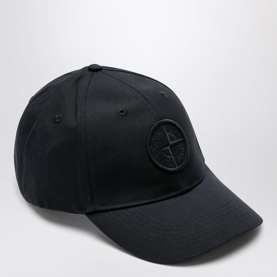 Stone Island Cappello da baseball nero con logo, view 2