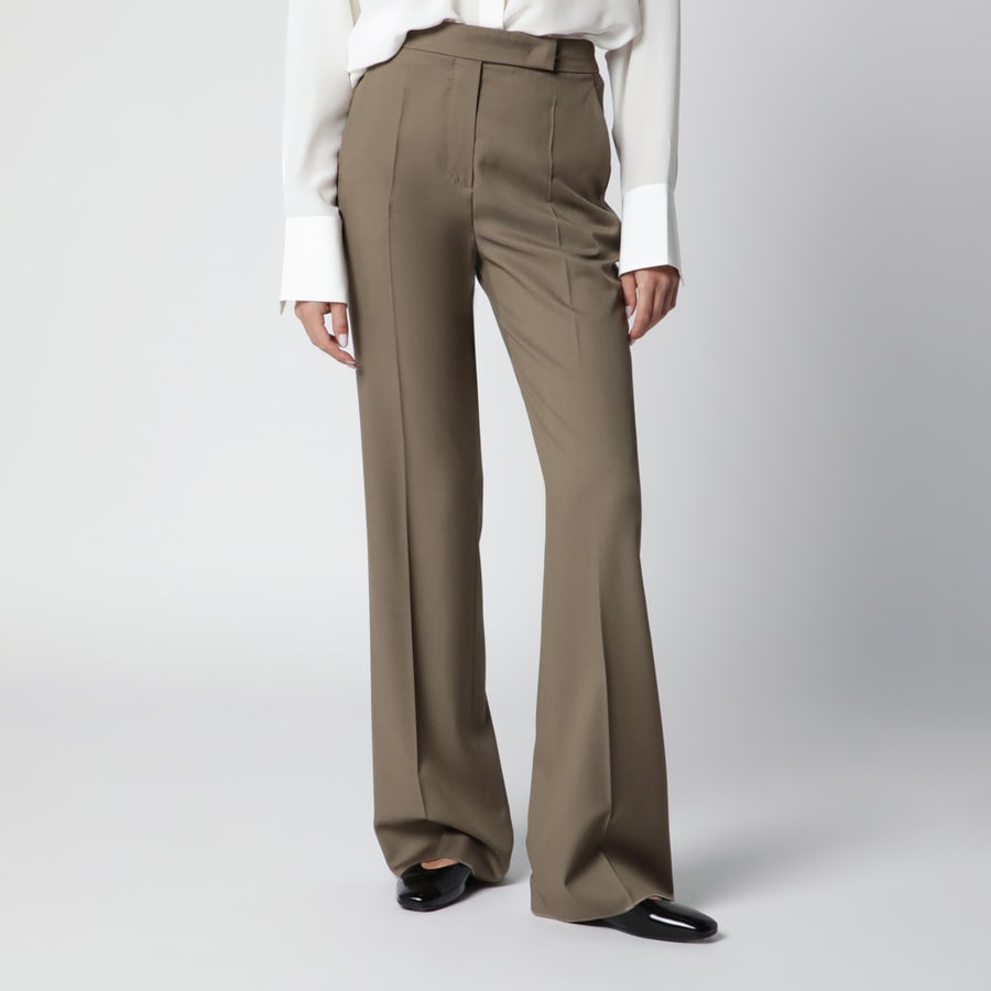Max Mara Pantalone in gabardina di lana color cammello