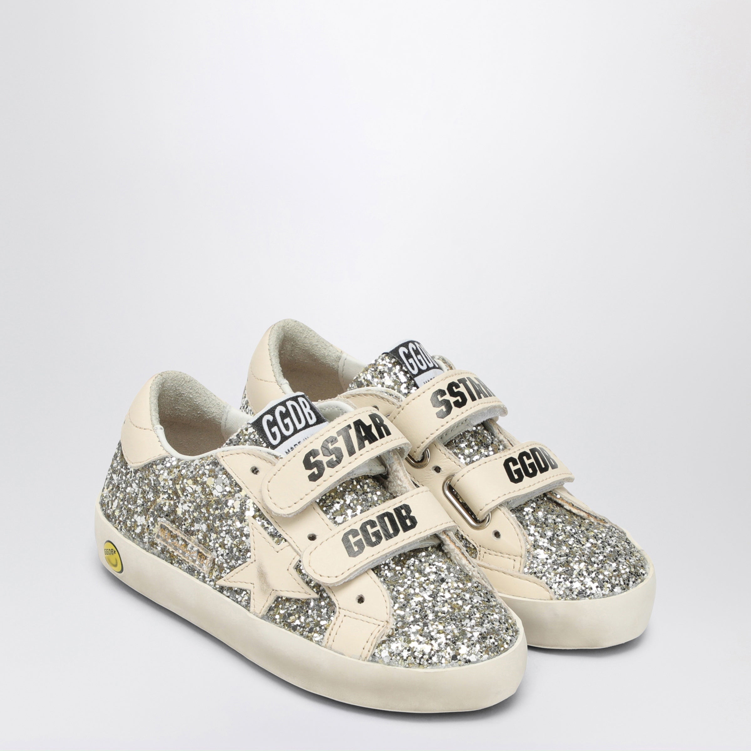Golden Goose Sneakers Old School in glitter platino/crema, view 2