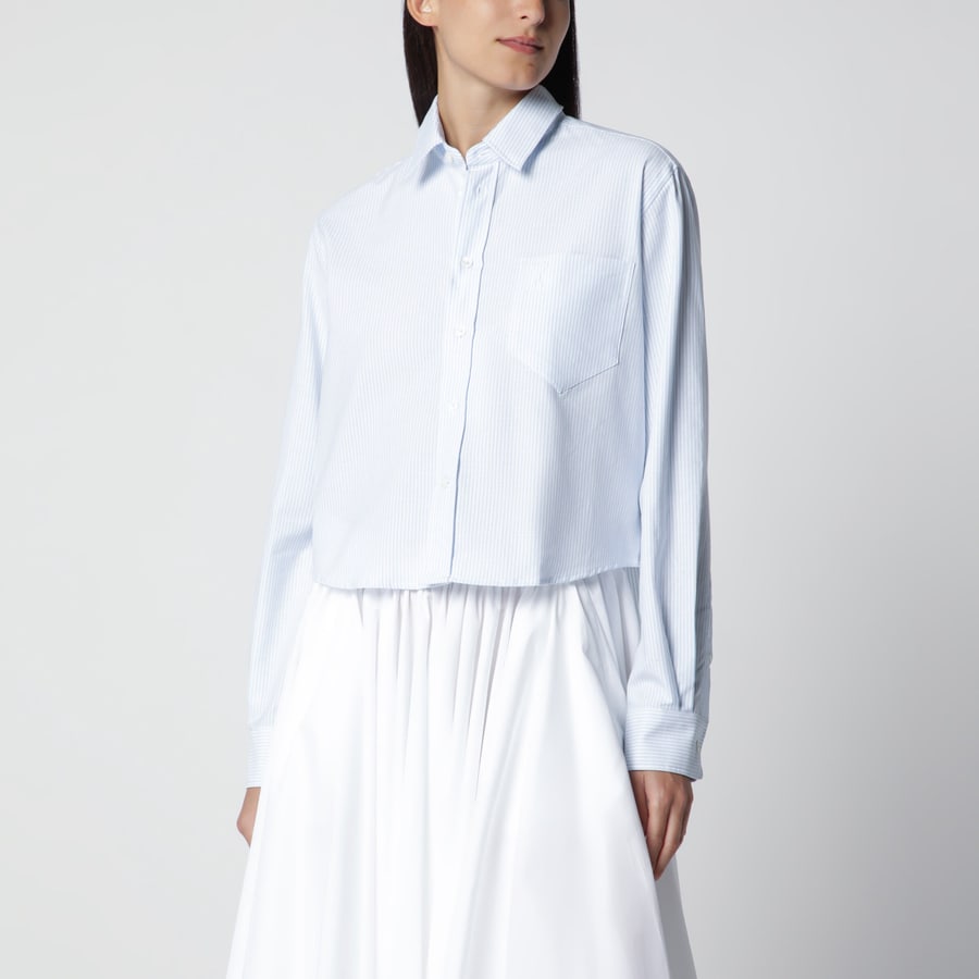 AMI Paris Camicia cropped Ami de Coeur a righe azzurra/bianca
