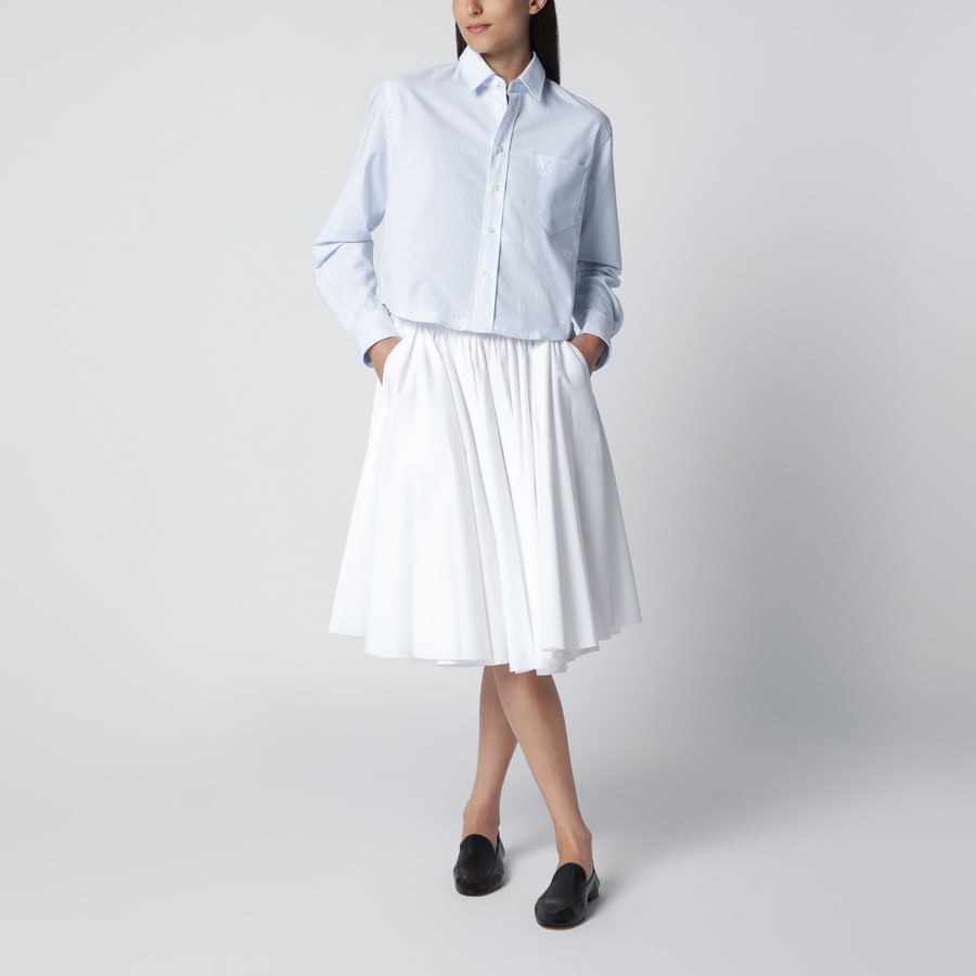 AMI Paris Camicia cropped Ami de Coeur a righe azzurra/bianca, view 2
