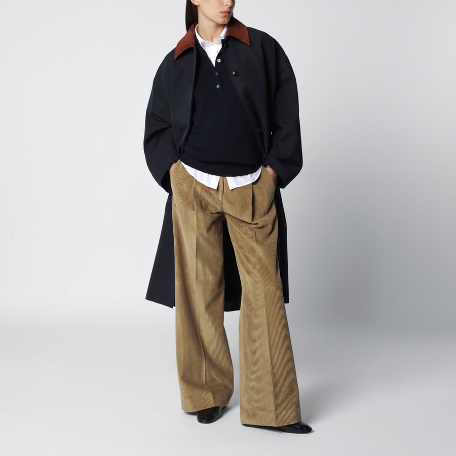 ROHE Cappotto blu navy in misto cotone e lana