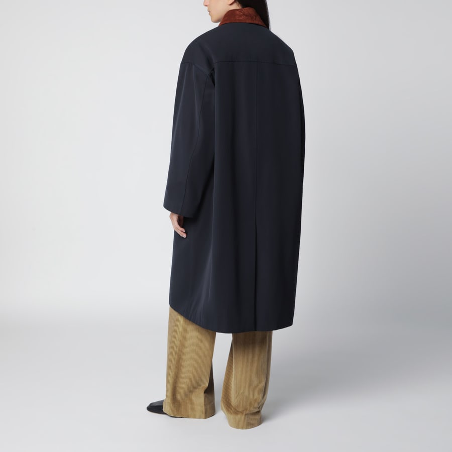 ROHE Cappotto blu navy in misto cotone e lana, view 3
