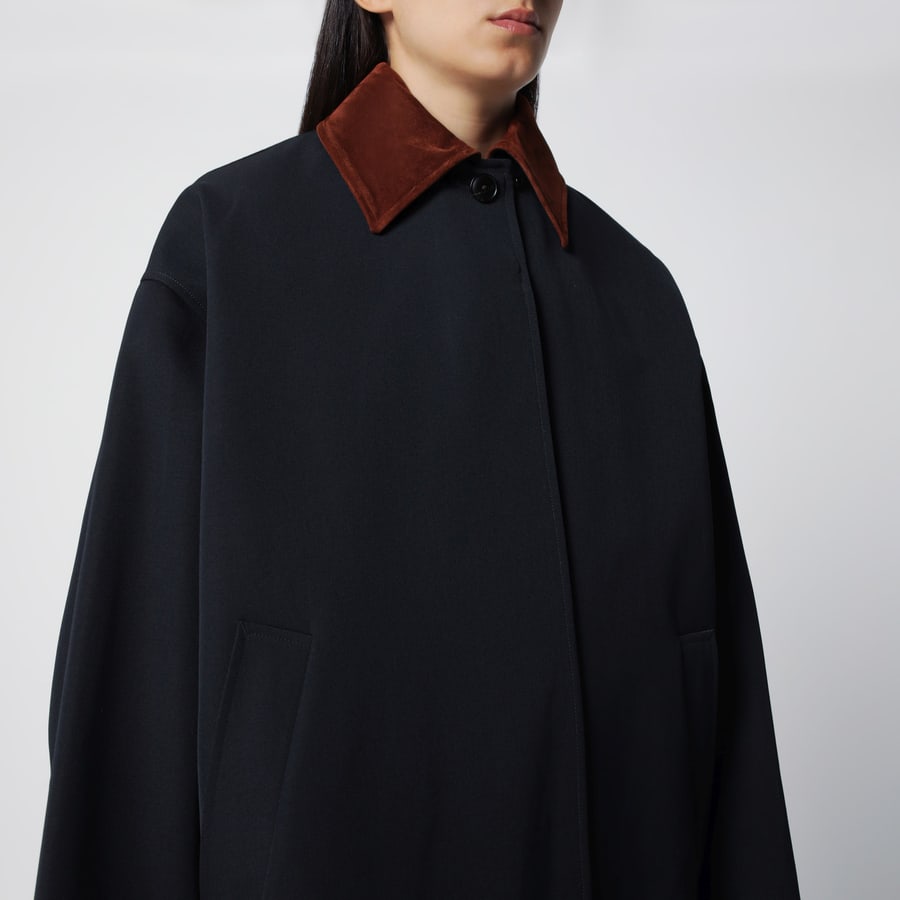 ROHE Cappotto blu navy in misto cotone e lana, view 4