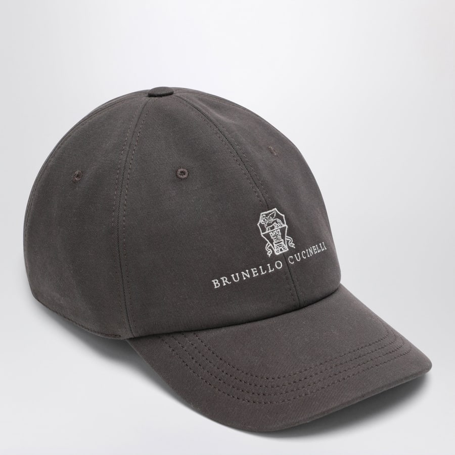 Brunello Cucinelli Cappello da baseball marrone in cotone, view 2