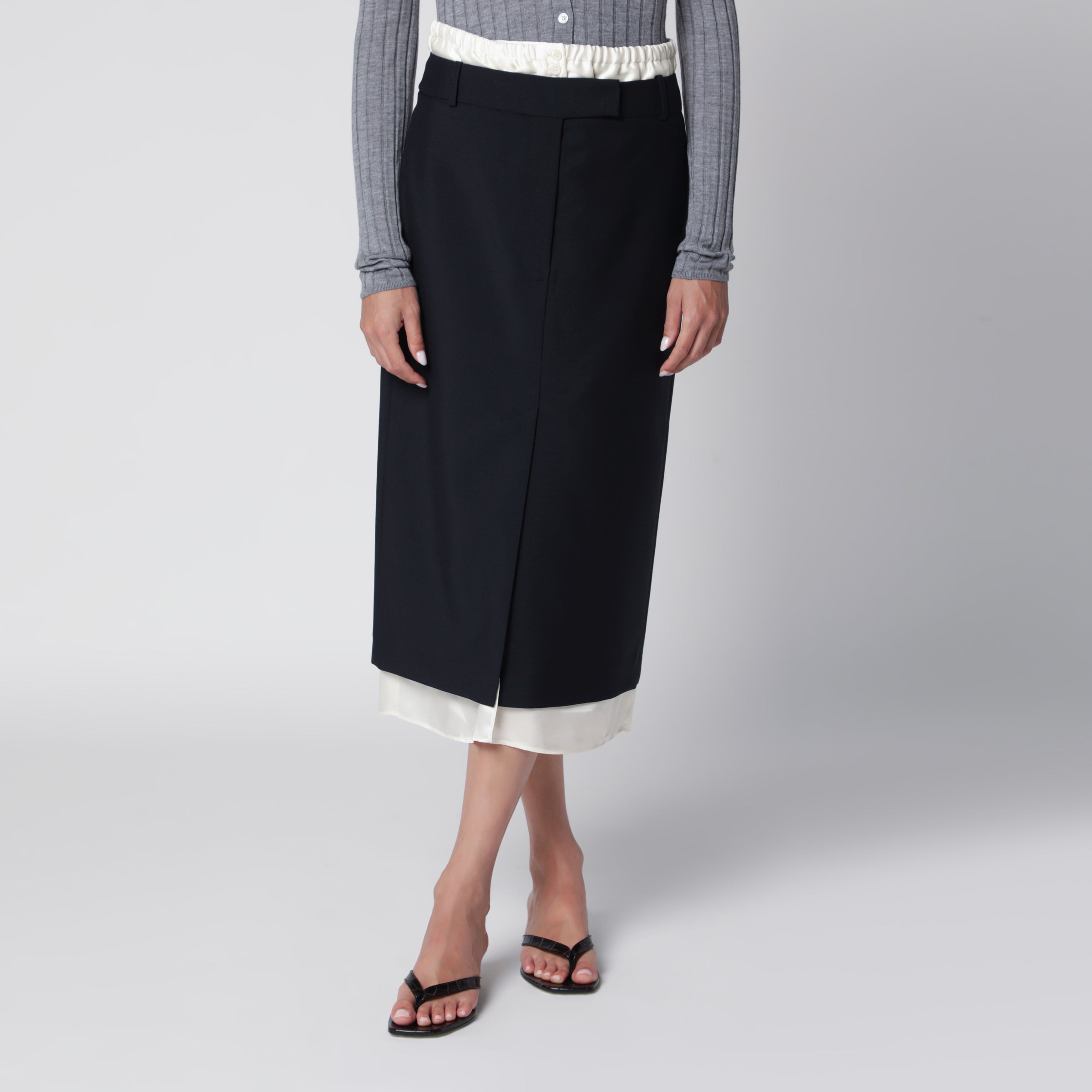 ROHE Gonna blu navy con dettaglio boxer