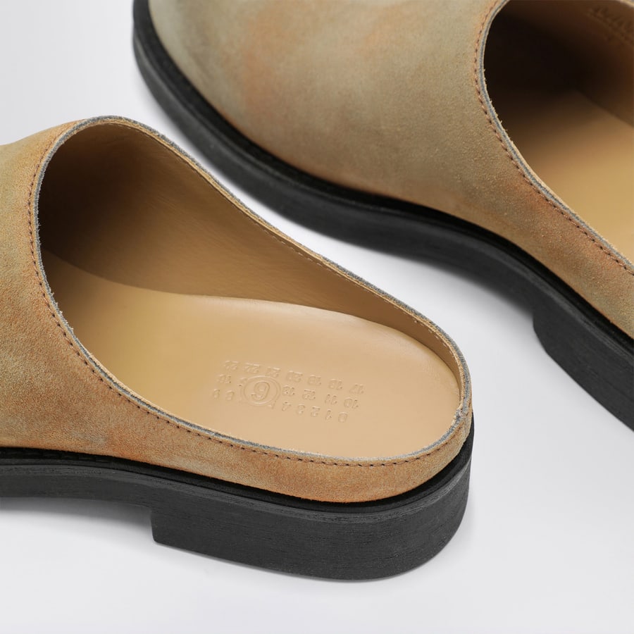 MM6 Mules Biker in suede lavato beige, view 5