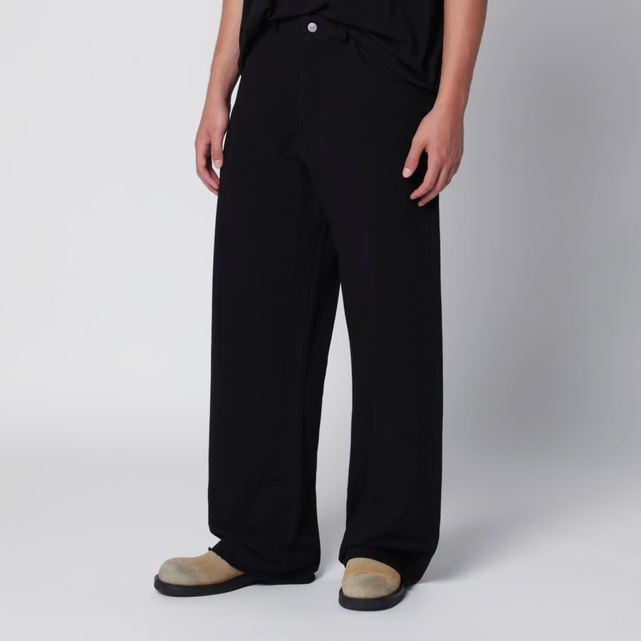 MM6 Pantaloni sportivi a gamba larga in cotone neri, view 3