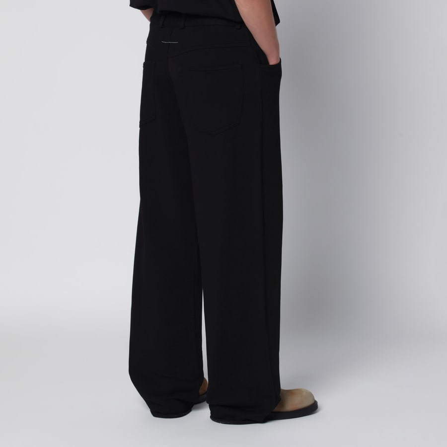 MM6 Pantaloni sportivi a gamba larga in cotone neri, view 4