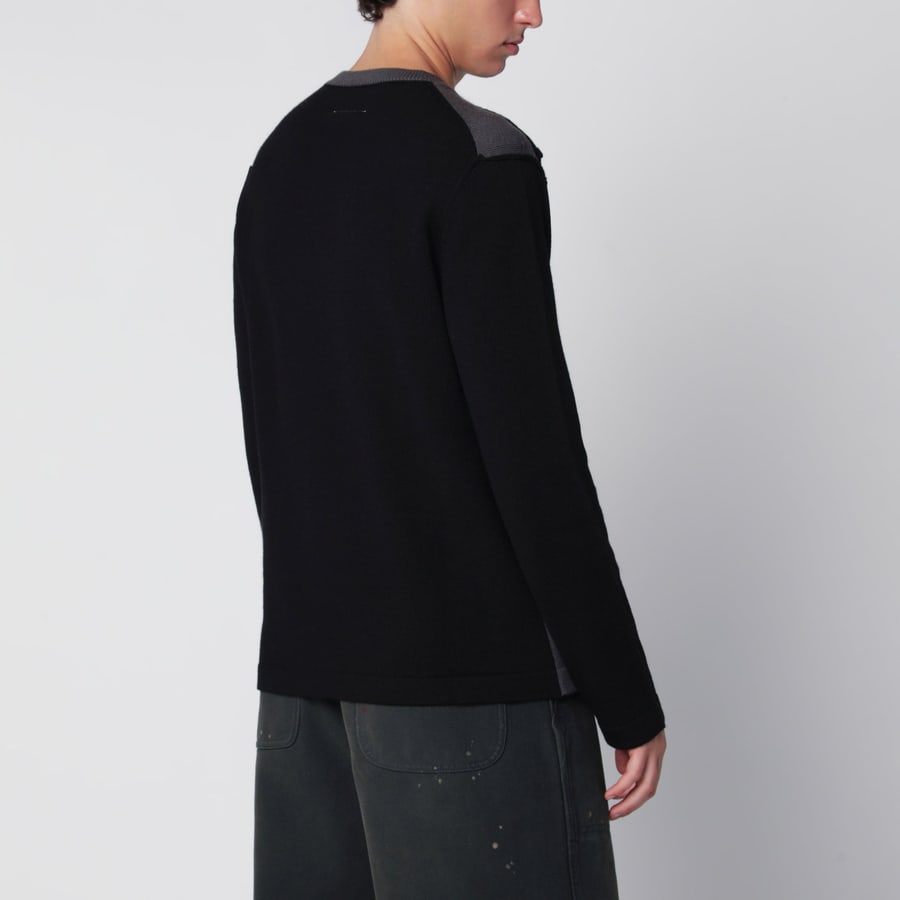 MM6 Maglione girocollo con pannello sfalsato nero/grigio, view 3
