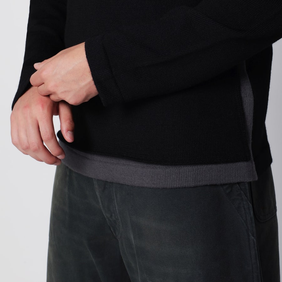 MM6 Maglione girocollo con pannello sfalsato nero/grigio, view 4