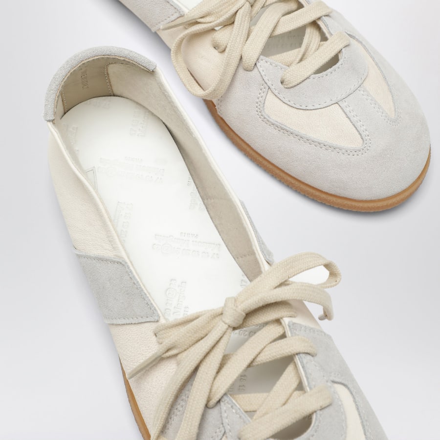 Maison Margiela Ballet Replica con laccetti in nappa e suede beige, view 5
