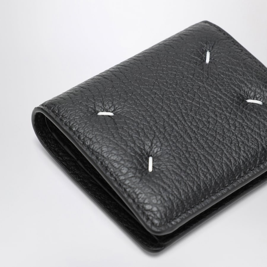 Maison Margiela Portacarte compatto Four Stitches in pelle nero, view 4