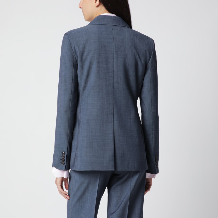 Max Mara Studio Giacca doppiopetto in tela di lana blu denim, view 3