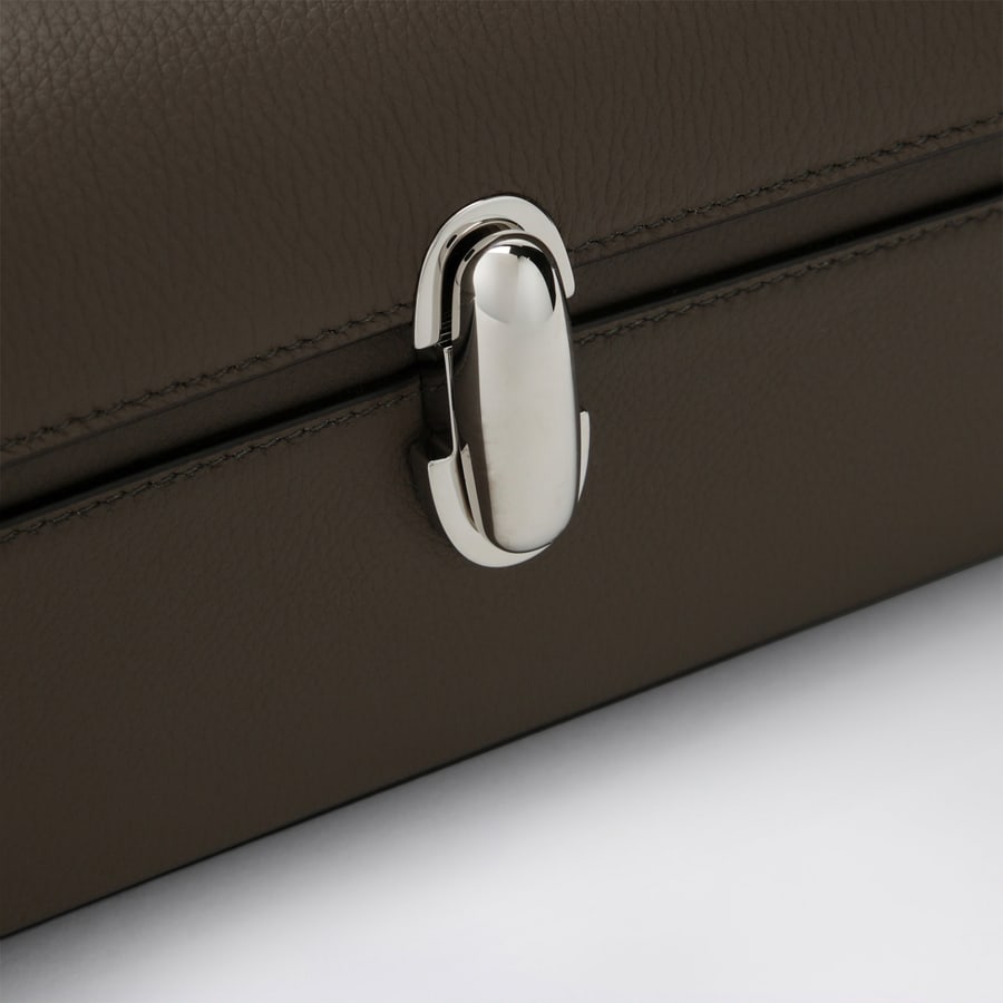 SAVETTE Pochette Slim Symmetry in pelle di vitello marrone, view 6