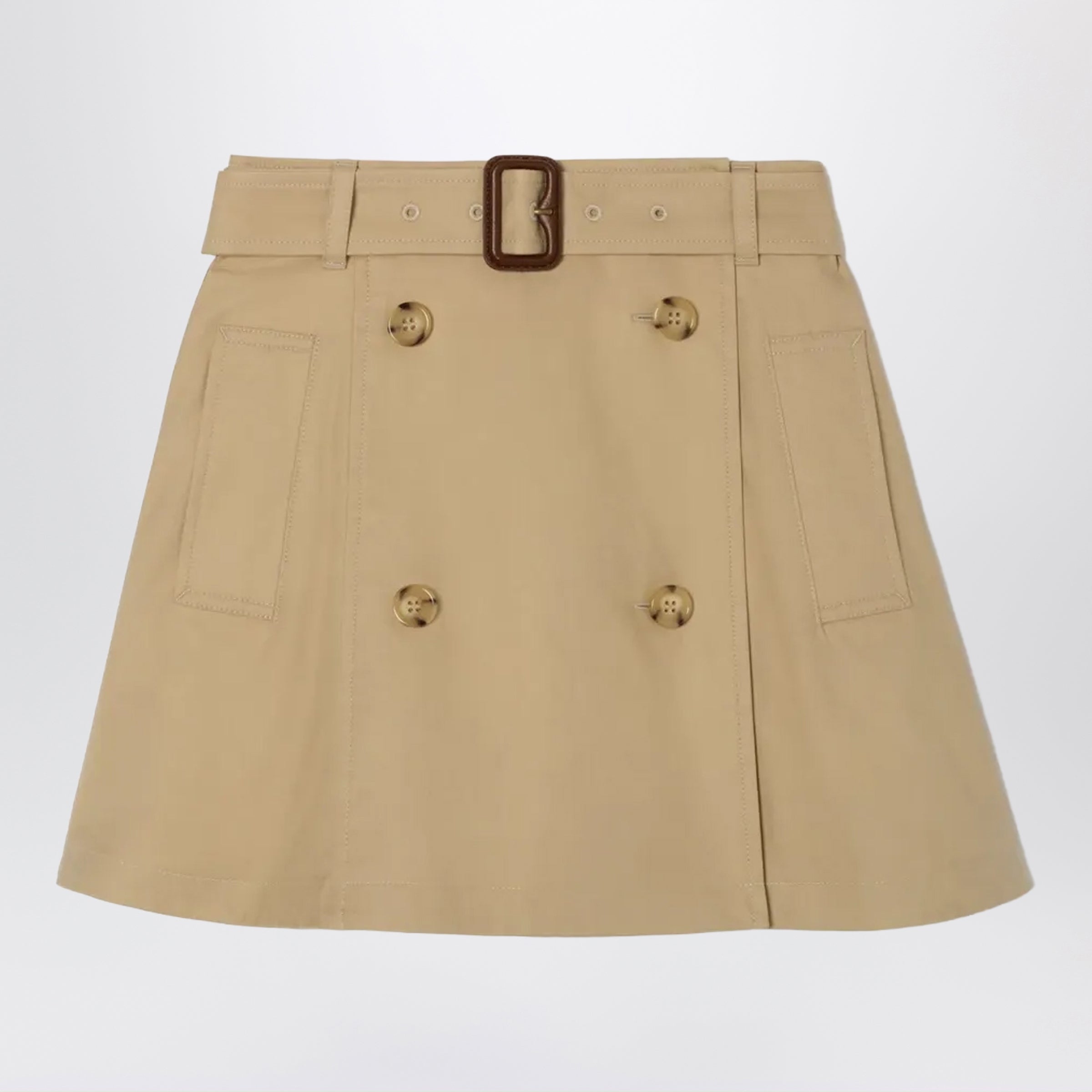 Burberry Gonna in twill di cotone beige sabbia