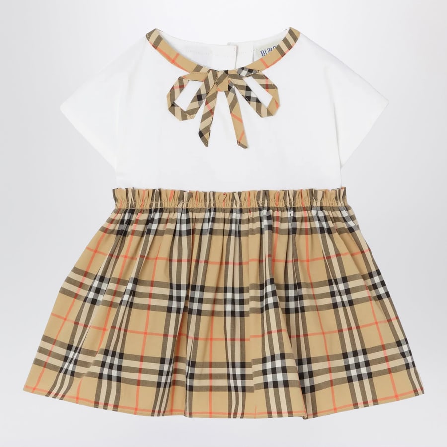 Burberry Vestitino e pantaloncini bloomer in cotone con fiocco Check, view 3