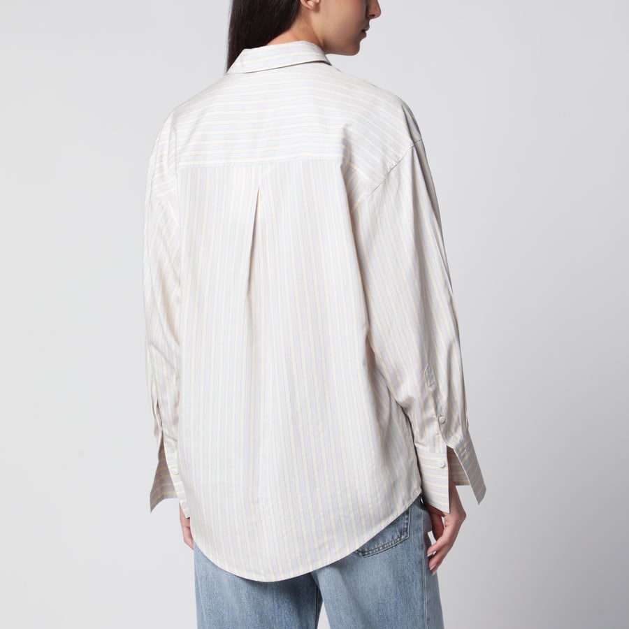 Toteme Camicia a righe oversize giallo/cielo in viscosa e seta, view 3