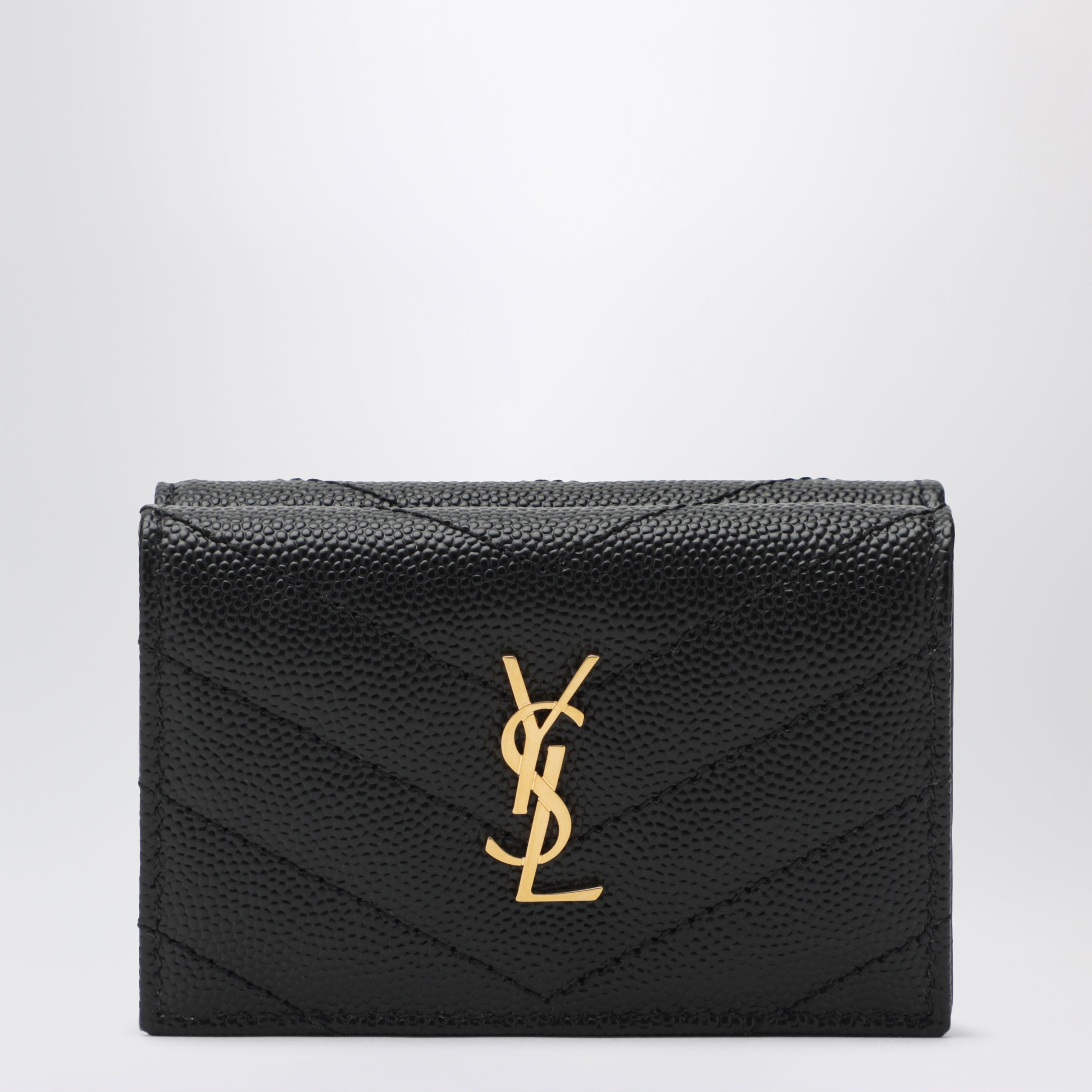Saint Laurent Portafoglio compatto Cassandre matelassé nero