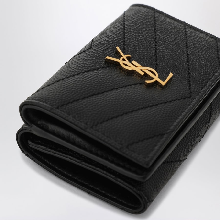 Saint Laurent Portafoglio compatto Cassandre matelassé nero, view 4