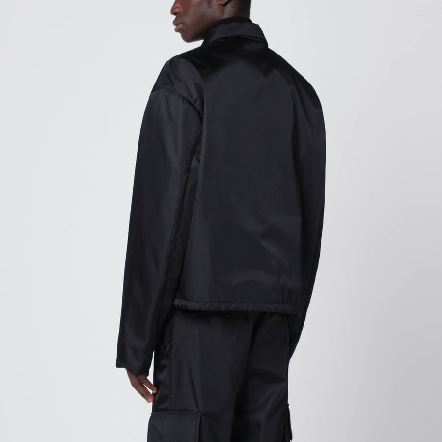 Prada Giacca con zip nera in Re-Nylon, view 3