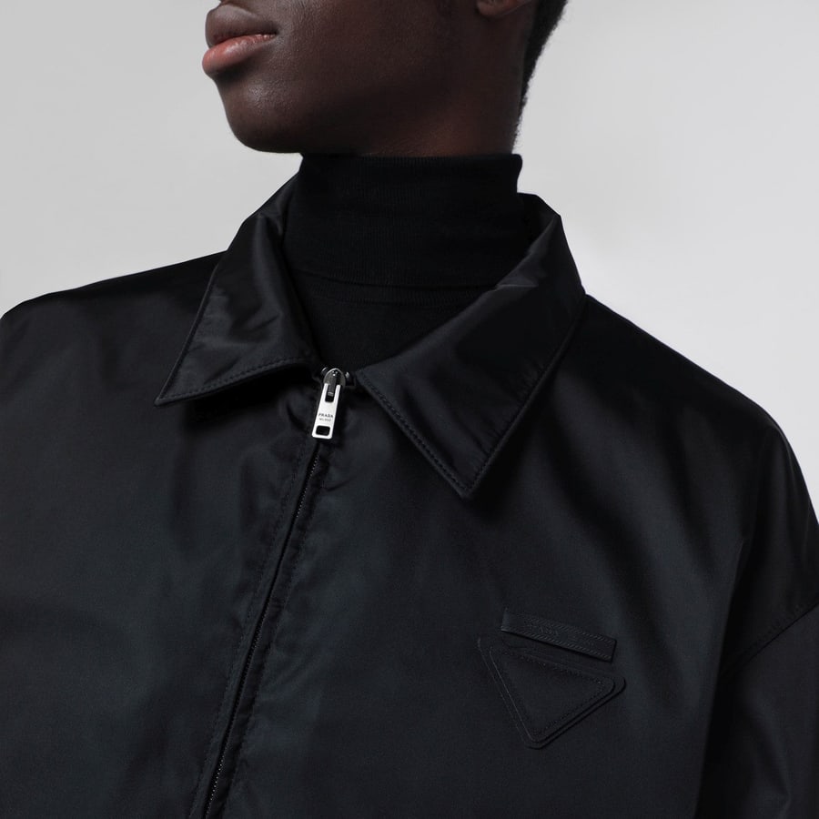 Prada Giacca con zip nera in Re-Nylon, view 4