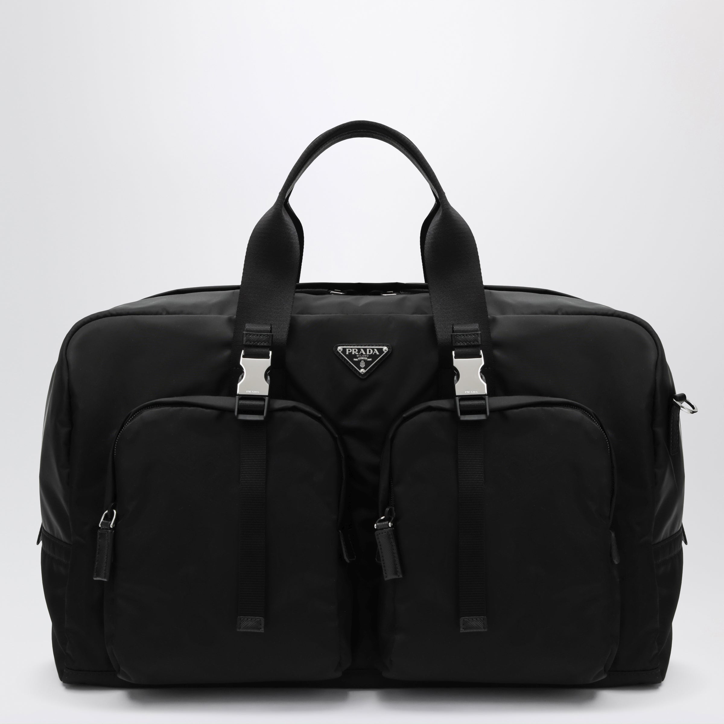 Prada Borsa da viaggio nera in Re-Nylon e Saffiano