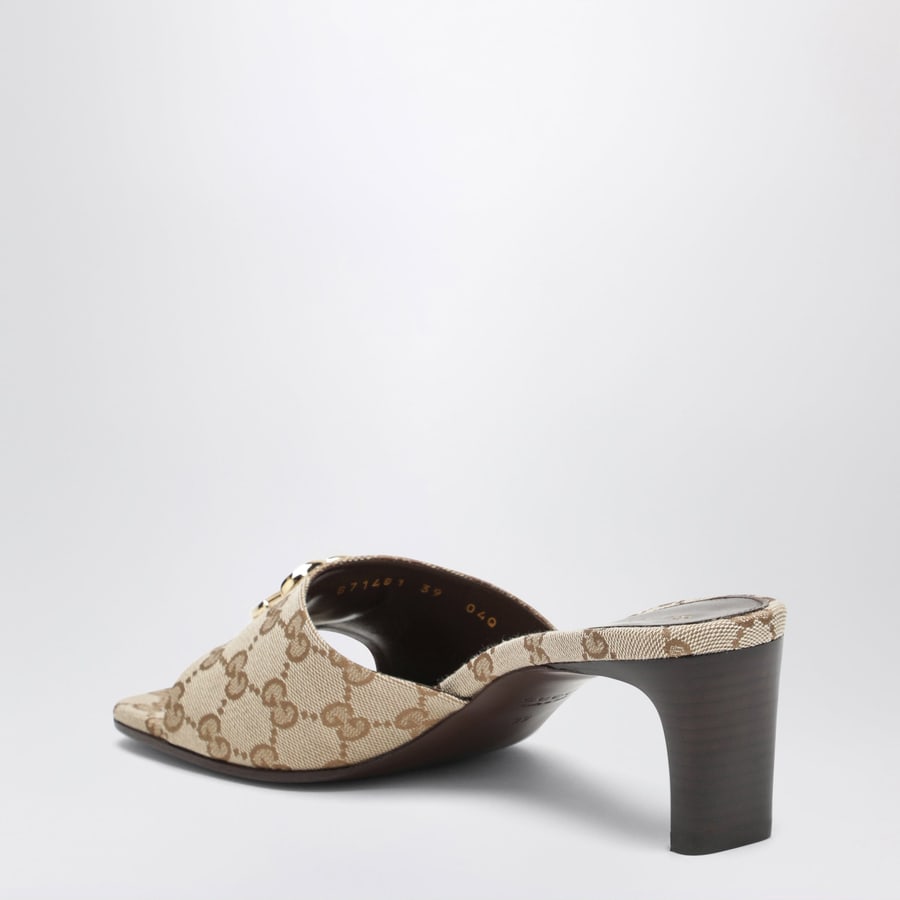 Gucci Sandalo slider con Doppia G in tela GG sabbia, view 4