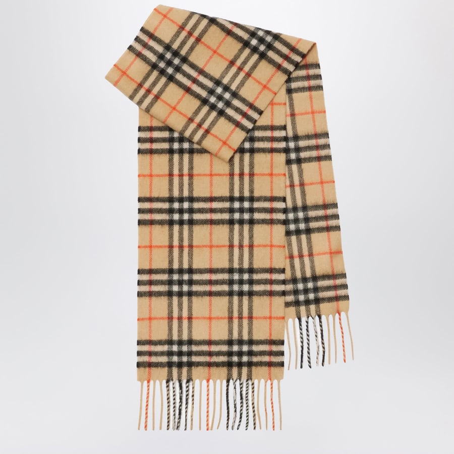 Burberry Sciarpa beige motivo Check in cashmere