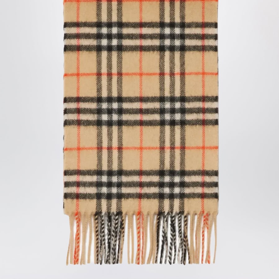 Burberry Sciarpa beige motivo Check in cashmere, view 2