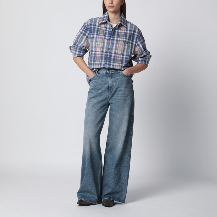 Golden Goose Camicia a quadri blu indigo, view 2