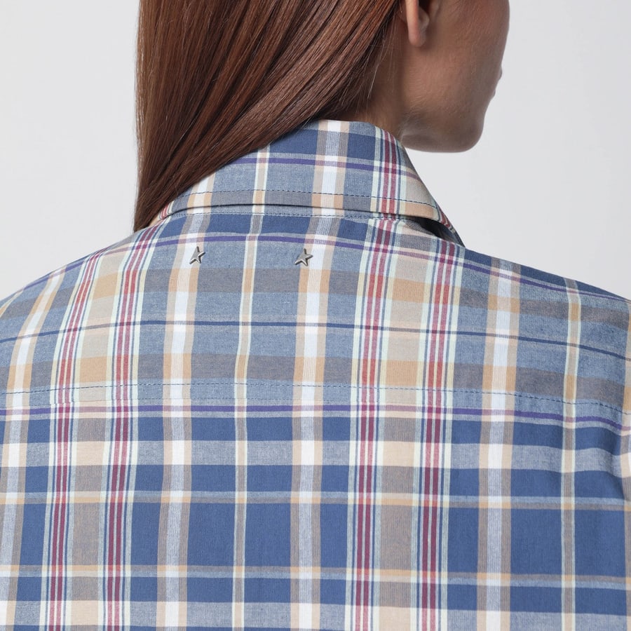 Golden Goose Camicia a quadri blu indigo, view 4