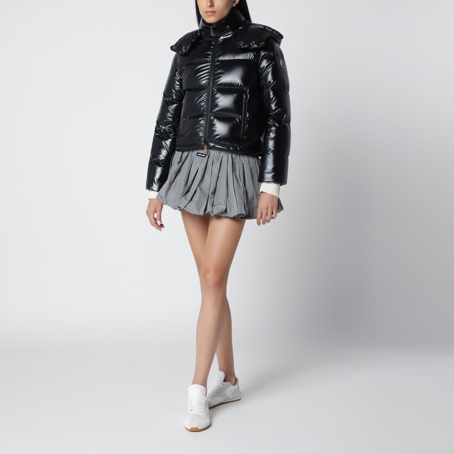 Moncler Piumino corto Niveole in nylon nero, view 2