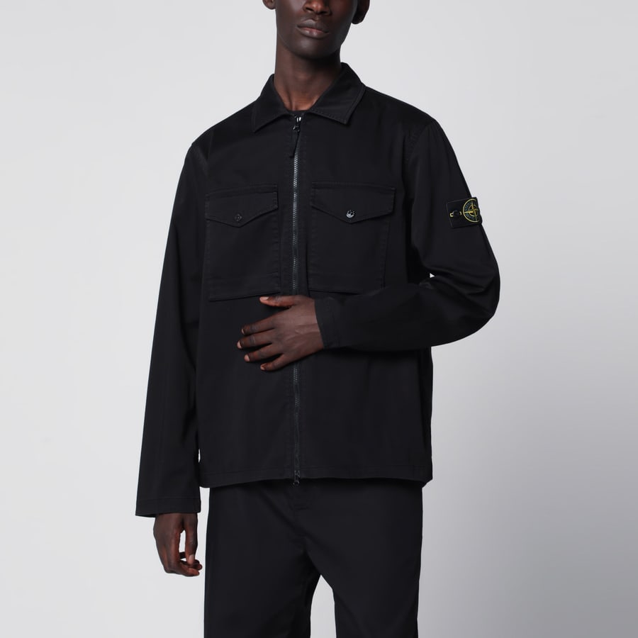 Stone Island Giacca con zip blu in cotone