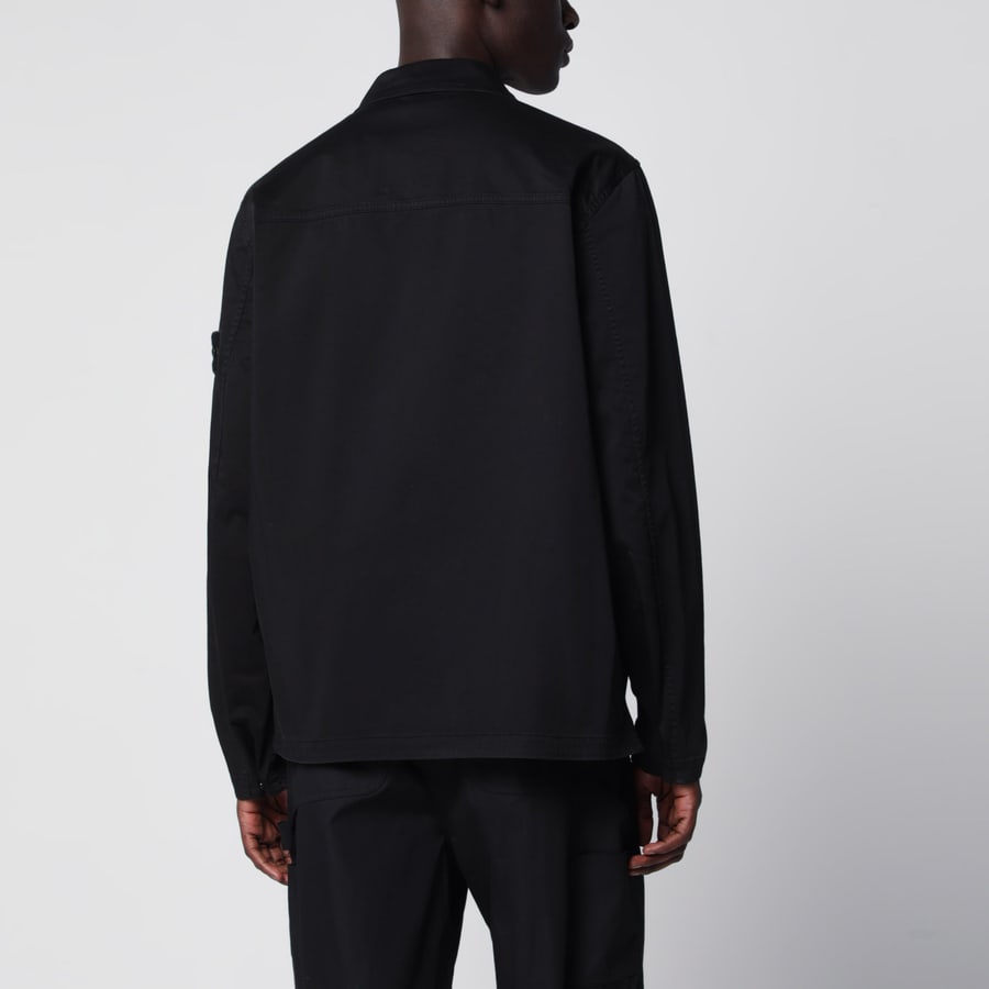 Stone Island Giacca con zip blu in cotone, view 3