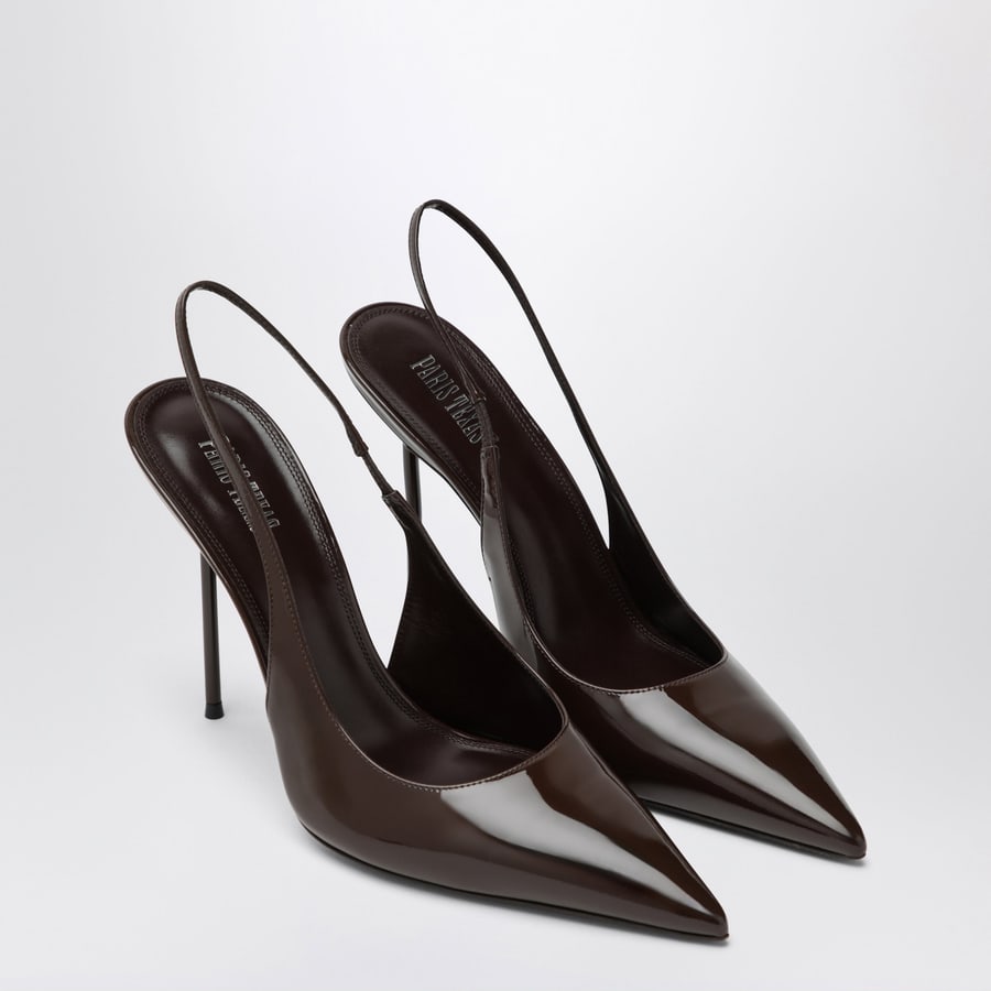 PARIS TEXAS Slingback Lidia in vernice color ebano, view 2