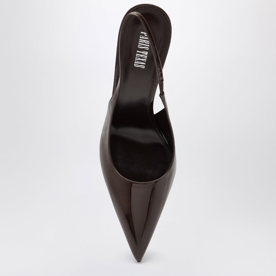PARIS TEXAS Slingback Lidia in vernice color ebano, view 3