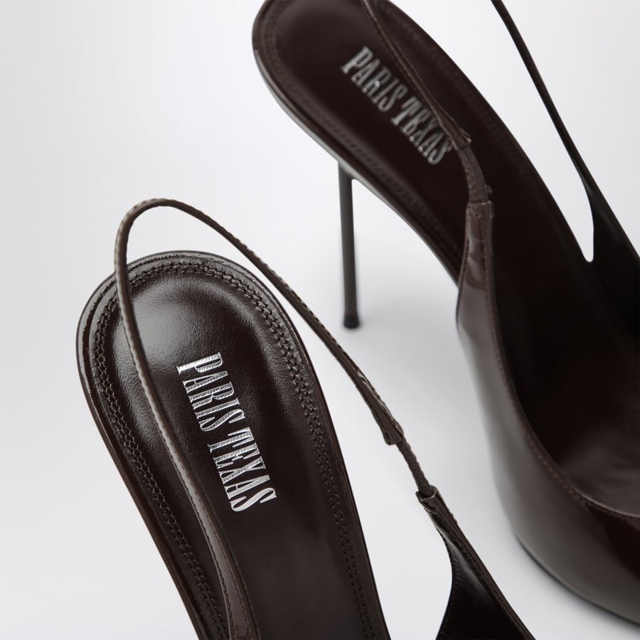 PARIS TEXAS Slingback Lidia in vernice color ebano, view 5