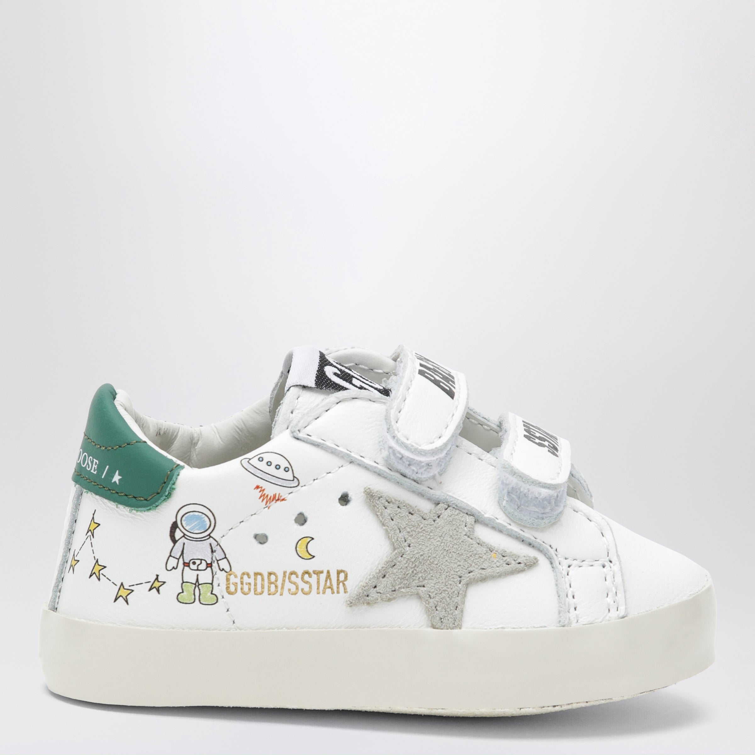 Golden Goose Sneakers Old School in pelle bianca con astronauta